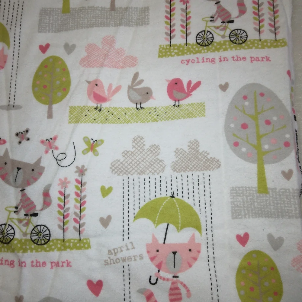 FABRIC Charming Flannel with cute Cats & Birds 